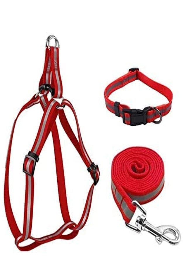 KittuPet Adjustable 15 mm Leash, Harness and Collar Set Reflective Nylon Puppy Harness for All Breeds Dogs, Cat and Puppies - (Color as per Availability) - Image 1